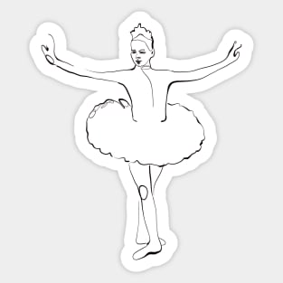 Ballerina in Tutu - Line Art Ballet Dancer Sticker